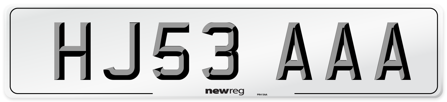 HJ53 AAA Number Plate from New Reg